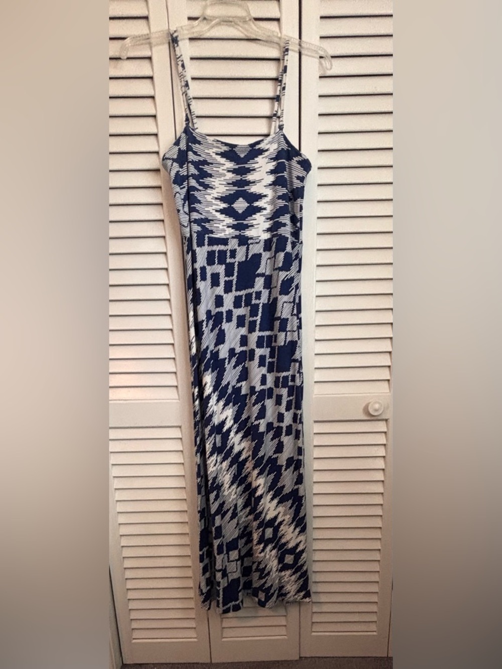 Chico's Navy and White Geometric Maxi Dress